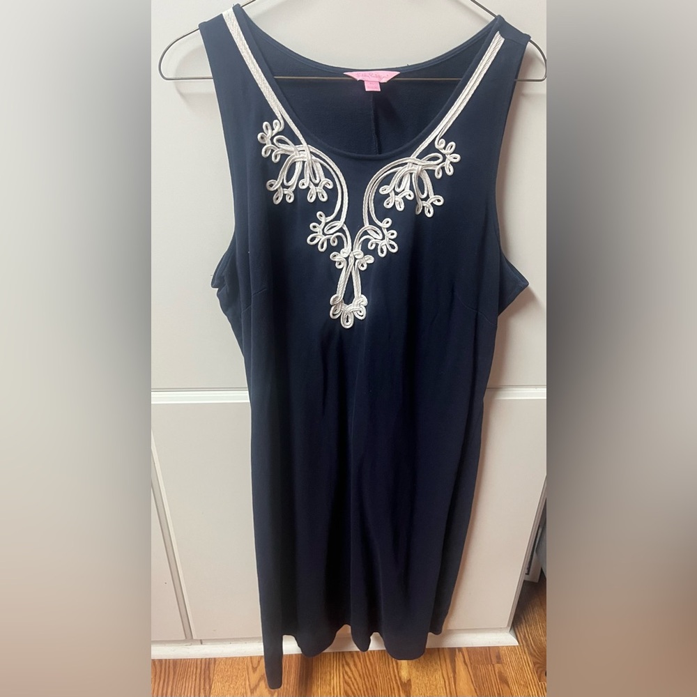 Casual Lilly XL Navy Cotton Dress with White Trim
